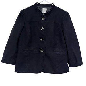Halogen Womens 3/4 Sleeve Black Button Down Blazer‎ Size L